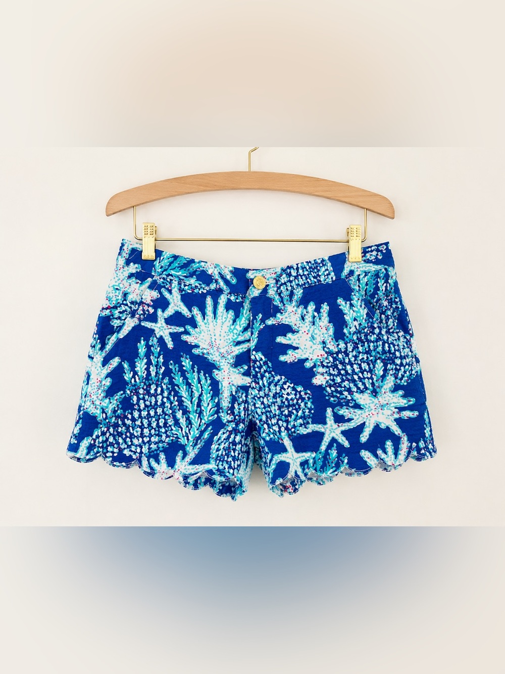 Lilly Pulitzer Buttercup Shorts Scallop Hem Shorts Coral Reef Print Size 6